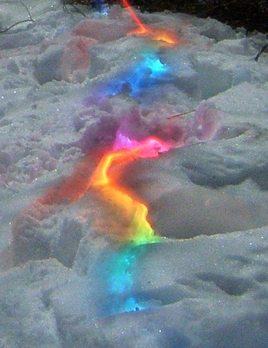 glow sticks in snow